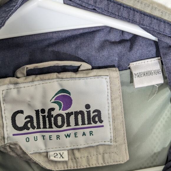 Vintage California Outerwear 2XL Men’s Jacket Gray Hong Kong 80s 90s Windbreaker - Picture 2 of 5